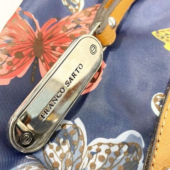 Franco Sarto handbag Navy butterfly print Water resistant Tote Bag Twist Clasp - Picture 11 of 12